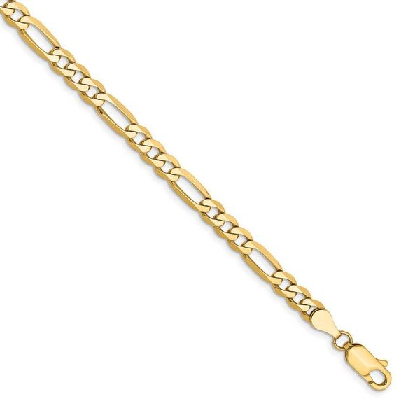 4.75mm 14k Yellow Gold Flat Figaro Chain Bracelet 8 Inch